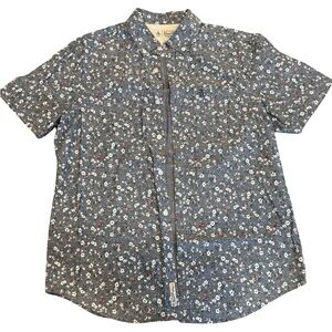 Original Penguin Floral Short Sleeve Button Up Shirt Men’s Medium Blue